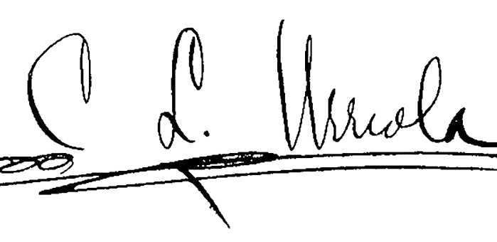 Firma de Ciro Luis Urriola, octavo presidente de Panamá (1918). Firma de Ciro Luis Urriola, octavo presidente de Panamá (1918).
