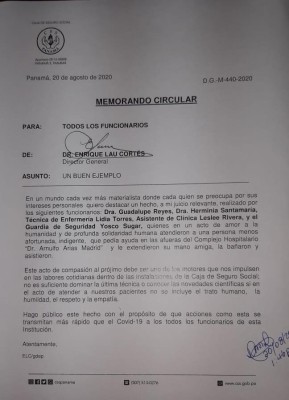 Circular que hizo publico el director de la CSS, Enrique Lau Cortés. Circular que hizo publico el director de la CSS, Enrique Lau Cortés.