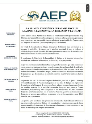Comunicado de la Iglesia Evangélica Comunicado de la Iglesia Evangélica