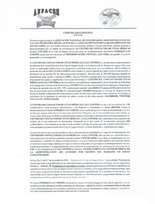 Comunicado Conjunto de la ANFACSS y la APES Comunicado Conjunto de la ANFACSS y la APES