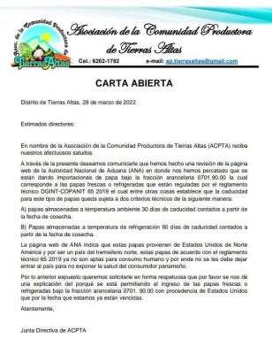 La misiva de Acpta. La misiva de Acpta.