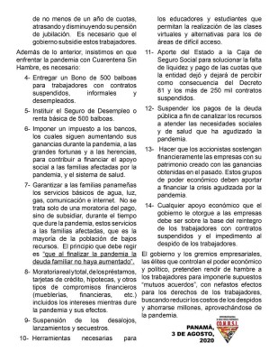 Fragmento del comunicado de Conusi sobre los cambios al Código de Trabajo. Fragmento del comunicado de Conusi sobre los cambios al Código de Trabajo.
