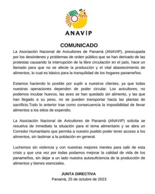 Comunicado de la Anavip por cierre de calles. Comunicado de la Anavip por cierre de calles.