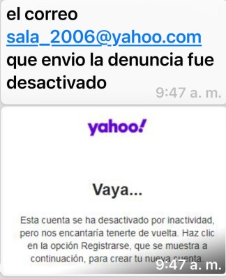 De acuerdo con Martinelli, esta fue la dirección de correo electrónico donde hicieron la denuncia anónima. | De acuerdo con Martinelli, esta fue la dirección de correo electrónico donde hicieron la denuncia anónima. |