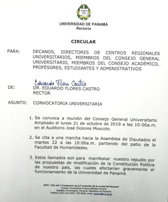 Circular Universidad de Panamá (UP) Circular Universidad de Panamá (UP)