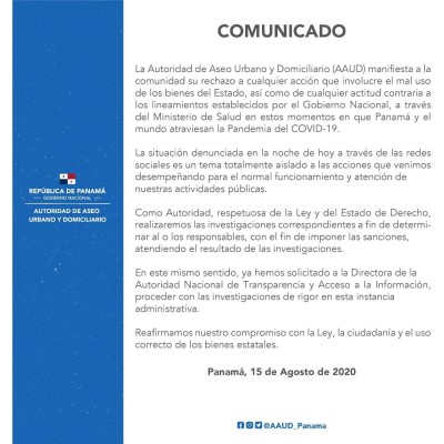 Comunicado de la AAUD. Comunicado de la AAUD.