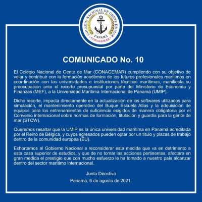 Comunicado del Colegio Nacional de Gente de Mar (Conagemar) Comunicado del Colegio Nacional de Gente de Mar (Conagemar)