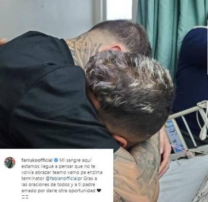 El cantate puertorriqueño Farruko abraza a su hermano luego de la cirugía. El cantate puertorriqueño Farruko abraza a su hermano luego de la cirugía.