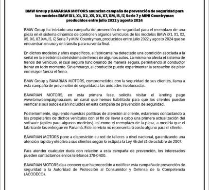 BMW Group y Bavarian Motors anuncian campaña de prevención de seguridad BMW Group y Bavarian Motors anuncian campaña de prevención de seguridad