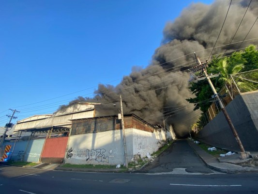 El fuego se registró en la bodega de Alfombras Mundiales. El fuego se registró en la bodega de Alfombras Mundiales.