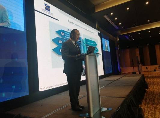 El superintendente de Bancos, Amauri Castillo, durante la presentación de los resultados financieros del CBI del 2021. El superintendente de Bancos, Amauri Castillo, durante la presentación de los resultados financieros del CBI del 2021.