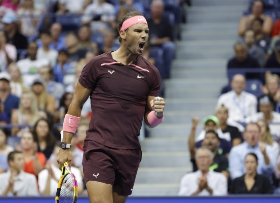 Rafael Nadal de España en acción contra Richard Gasquet de Francia, este 3 de septiembre de 2022. Rafael Nadal de España en acción contra Richard Gasquet de Francia, este 3 de septiembre de 2022.