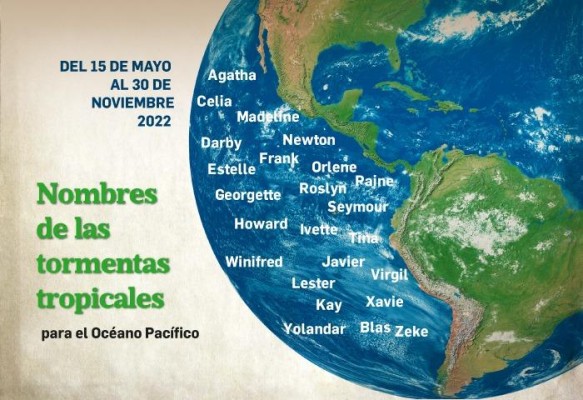 Nombres de las tormentas tropicales para el Pacífico en 2022. Nombres de las tormentas tropicales para el Pacífico en 2022.