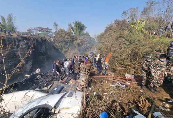 Lugar del centro de Nepal en el que se ha estrellado un avion de Yeti Airlines Lugar del centro de Nepal en el que se ha estrellado un avion de Yeti Airlines