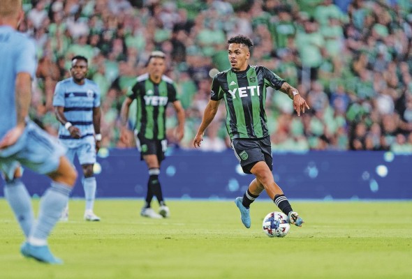 Pereira en la cancha con el Austin FC ante el Sporting Kansas City. Pereira en la cancha con el Austin FC ante el Sporting Kansas City.