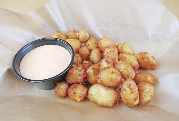Cheddar cheese curds. Cheddar cheese curds.