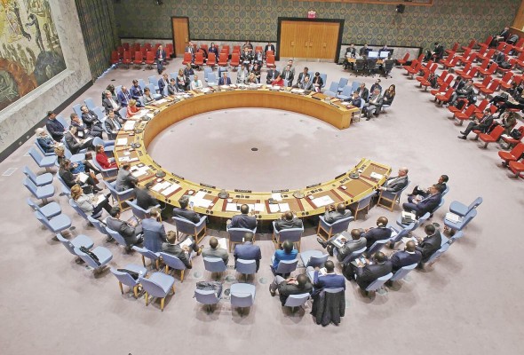 Vista general del Consejo de Seguridad de la ONU, en la sede del organismo en Nueva York (EE.UU.). Vista general del Consejo de Seguridad de la ONU, en la sede del organismo en Nueva York (EE.UU.).