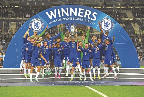 El equipo del Chelsea cuando celebraba el título de la UEFA Champions League en 2021. El equipo del Chelsea cuando celebraba el título de la UEFA Champions League en 2021.