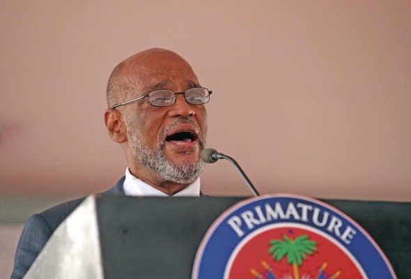 El nuevo primer ministro de Haití, Ariel Henry, durante la toma de posesión. El nuevo primer ministro de Haití, Ariel Henry, durante la toma de posesión.