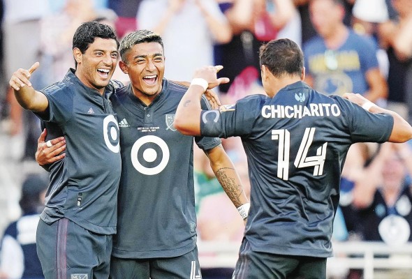 Javier Hernández, Carlos Vela y Julián Araujo durante el juego del All-Star 2022 ante la Liga MX. Javier Hernández, Carlos Vela y Julián Araujo durante el juego del All-Star 2022 ante la Liga MX.
