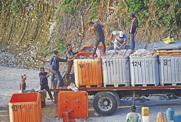 Pescadores cosechan tilapias en el puerto Bayano. Pescadores cosechan tilapias en el puerto Bayano.