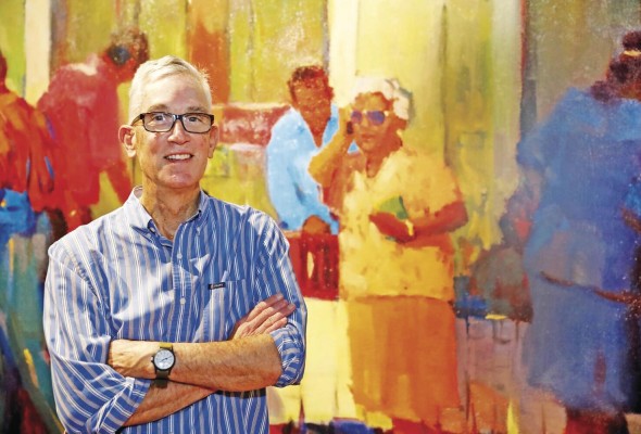 El artista George Scribner junto a la obra 'Lotería'. El artista George Scribner junto a la obra 'Lotería'.