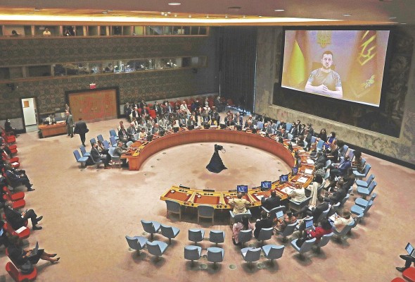 El presidente ucraniano, Volodímir Zelenski, habló ayer 24 de agosto de 2022 ante el Consejo de Seguridad de la ONU. El presidente ucraniano, Volodímir Zelenski, habló ayer 24 de agosto de 2022 ante el Consejo de Seguridad de la ONU.