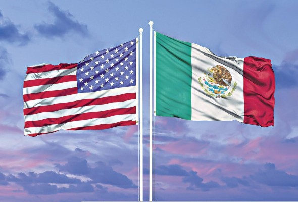 Banderas de Estados Unidos y México. Banderas de Estados Unidos y México.