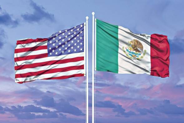 Banderas de Estados Unidos y México. Banderas de Estados Unidos y México.