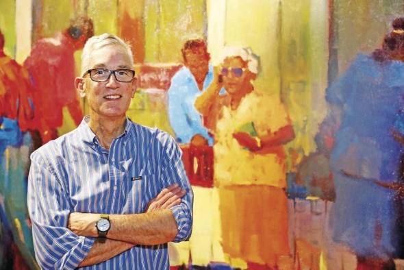 El artista George Scribner junto a la obra 'Lotería'. El artista George Scribner junto a la obra 'Lotería'.