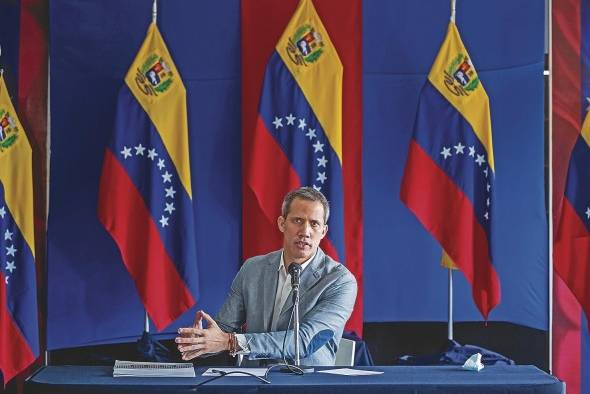 El opositor Juan Guaidó ofrece declaraciones, el 21 de noviembre del 2022, en Caracas (Venezuela). El opositor Juan Guaidó ofrece declaraciones, el 21 de noviembre del 2022, en Caracas (Venezuela).