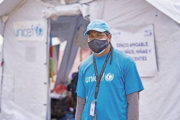 Delrin Chavarría, técnico del equipo de Unicef en Darién, en la planta potabilizadora de Lajas Blancas. Delrin Chavarría, técnico del equipo de Unicef en Darién, en la planta potabilizadora de Lajas Blancas.