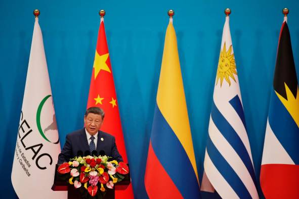 El presidente chino, Xi Jinping, durante la apertura de la Cuarta Reunión Ministerial del Foro de China y la Comunidad de Estados de Latinoamérica y el Caribe (Celac), en Pekín, China. El presidente chino, Xi Jinping, durante la apertura de la Cuarta Reunión Ministerial del Foro de China y la Comunidad de Estados de Latinoamérica y el Caribe (Celac), en Pekín, China.