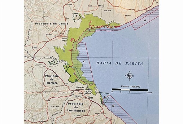 Localización de los humedales de la bahía de Parita. Localización de los humedales de la bahía de Parita.