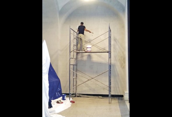 La obra está plasmada bajo una técnica mixta de acrílico sobre tela. La obra está plasmada bajo una técnica mixta de acrílico sobre tela.