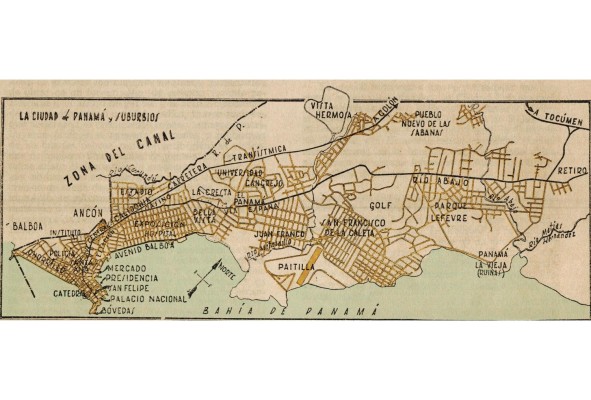 La ciudad de Panamá en 1950 planteaba ya un desarrollo discontinuo, debido a la falta de un plan regulador que trazara los ejes que articularan su crecimiento. La ciudad de Panamá en 1950 planteaba ya un desarrollo discontinuo, debido a la falta de un plan regulador que trazara los ejes que articularan su crecimiento.