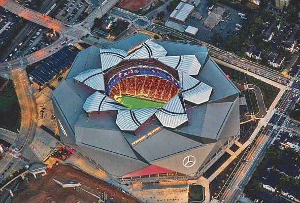 Estadio Mercedez-Benz, ubicado en Atlanta, fue construido en 2017 y será una de las sedes del Mundial. Tiene capacidad para 71.000 personas Estadio Mercedez-Benz, ubicado en Atlanta, fue construido en 2017 y será una de las sedes del Mundial. Tiene capacidad para 71.000 personas