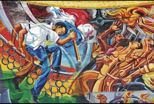 Segmento de un mural de Carlos Alberto Palomino. Segmento de un mural de Carlos Alberto Palomino.