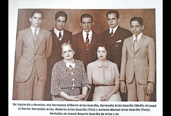 De izquierda a derecha, Gilberto Arias Guardia, Harmodio Arias Guardia (Modi), Harmodio Arias Madrid, Roberto Arias Guardia (Tito) y Antonio Manuel Arias Guardia (Tony). Sentadas, Rosario Guardia de Arias y Rosario Arias Guardia. De izquierda a derecha, Gilberto Arias Guardia, Harmodio Arias Guardia (Modi), Harmodio Arias Madrid, Roberto Arias Guardia (Tito) y Antonio Manuel Arias Guardia (Tony). Sentadas, Rosario Guardia de Arias y Rosario Arias Guardia.