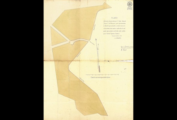 Terreno denunciado por el general Tomas Cipriano de Mosquera y José Marcelino Hurtado. Elaborado por Agustín Codazzi. Abril de 1854. Terreno denunciado por el general Tomas Cipriano de Mosquera y José Marcelino Hurtado. Elaborado por Agustín Codazzi. Abril de 1854.