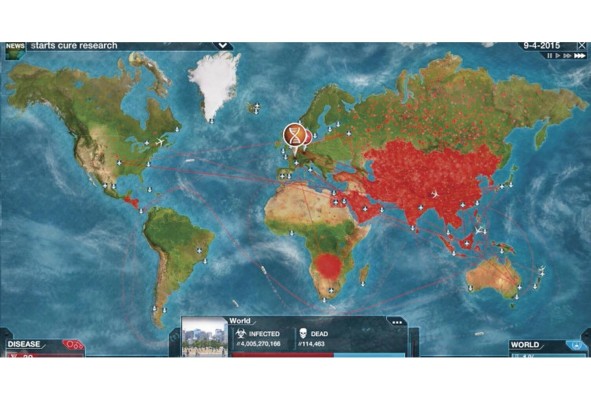 El videojuego Plague Inc, en el que los jugadores deben tratar de infectar al mundo entero con un virus morta El videojuego Plague Inc, en el que los jugadores deben tratar de infectar al mundo entero con un virus morta