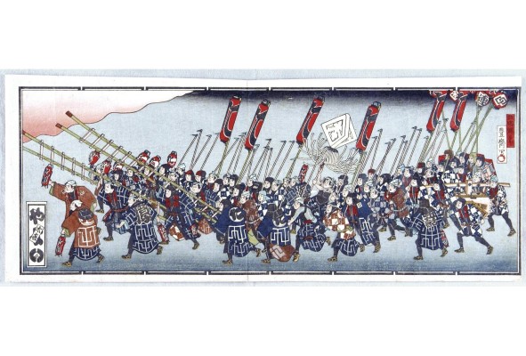 Ilustración de bomberos del período Edo. Ilustración de bomberos del período Edo.