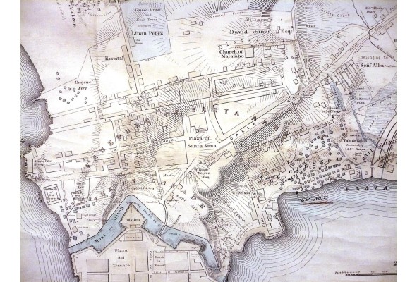 En este mapa de la ciudad de Panamá de 1857, elaborado por H. Tiedemann, se puede observar la existencia de propiedades indicadas como en estado ruinoso. Una en la esquina de la avenida Central y la plaza de Santa Ana, en lo que hoy es la casa Heurtematte. Hacia el sector de La Ciénaga –hoy barrio chino–, y por el camino que conducía hacia la iglesia de Malambo, también se observan propiedades señaladas como en ruinas en el mapa. En este mapa de la ciudad de Panamá de 1857, elaborado por H. Tiedemann, se puede observar la existencia de propiedades indicadas como en estado ruinoso. Una en la esquina de la avenida Central y la plaza de Santa Ana, en lo que hoy es la casa Heurtematte. Hacia el sector de La Ciénaga –hoy barrio chino–, y por el camino que conducía hacia la iglesia de Malambo, también se observan propiedades señaladas como en ruinas en el mapa.