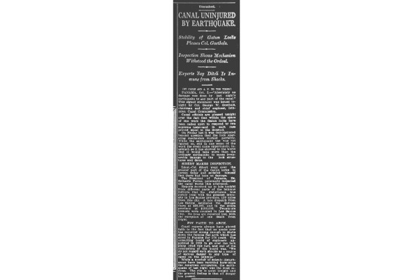 El terremoto de 1913, la primera gran prueba del Canal de Panamá El terremoto de 1913, la primera gran prueba del Canal de Panamá