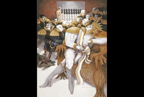 'Consejo de Ministros', acrílico+collage sobre lienzo, Alicia Viteri. 'Consejo de Ministros', acrílico+collage sobre lienzo, Alicia Viteri.
