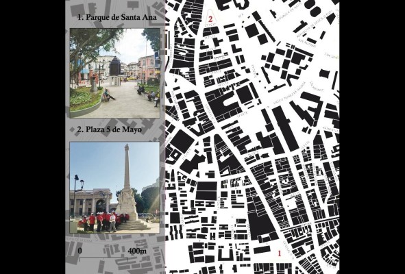 Figura del suelo de la Peatonal. Infografía elaborada por el autor, en 2020, con datos geoespaciales del Instituto Nacional de Estadística y Censo de 2014) y fotografías propias. Figura del suelo de la Peatonal. Infografía elaborada por el autor, en 2020, con datos geoespaciales del Instituto Nacional de Estadística y Censo de 2014) y fotografías propias.