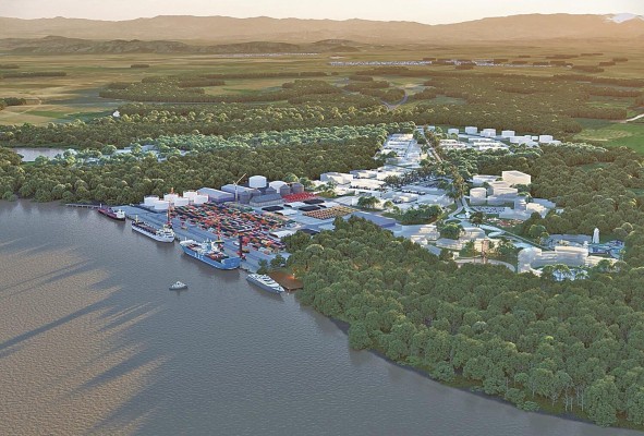 Vista de la proyección del Render del Megapuerto de Barú en la provincia de Chiriquí Vista de la proyección del Render del Megapuerto de Barú en la provincia de Chiriquí