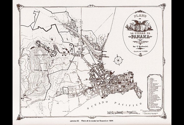 Plano de la ciudad de Panamá, Bertoncini, 1904. Plano de la ciudad de Panamá, Bertoncini, 1904.