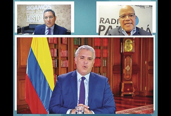 El presidente Duque, durante el encuentro con 'Radio Panamá' y 'La Decana'. El presidente Duque, durante el encuentro con 'Radio Panamá' y 'La Decana'.