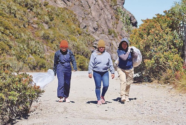 Voluntarios hacen limpieza en la vía hacia el Volcán Barú. Voluntarios hacen limpieza en la vía hacia el Volcán Barú.